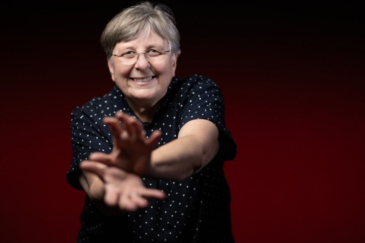 Brigitte Lecordier, specialisée dans le doublage notamment de dessins animés Son Goku, Dragon ball, Oui-Oui, Bouba, à Paris le 5 juillet 2023