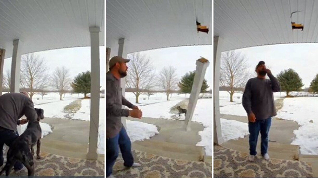 Un homme attache son chien au porche de sa maison: c’était une très mauvaise idée (vidéo)