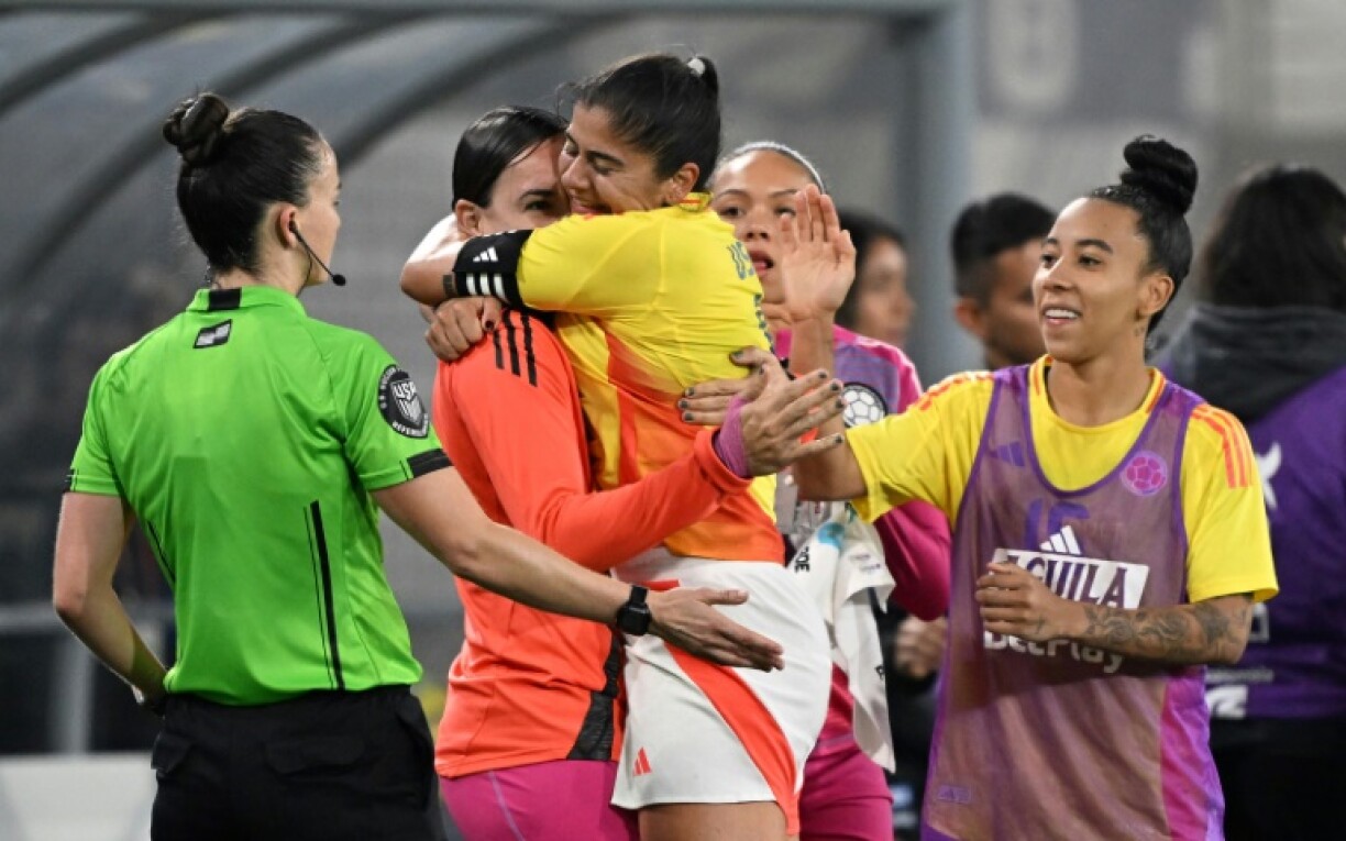 Colombia's Catalina Usme celebrates scoring her team's second goal in a 2-1 victory over Australia in the SheBelieves Cup