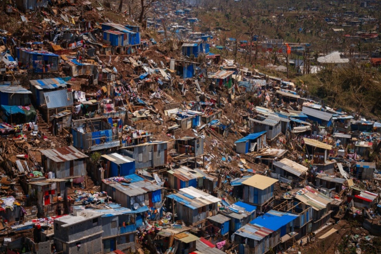 Slum dwellings in Mamoudzou destroyed by Cyclone Chido