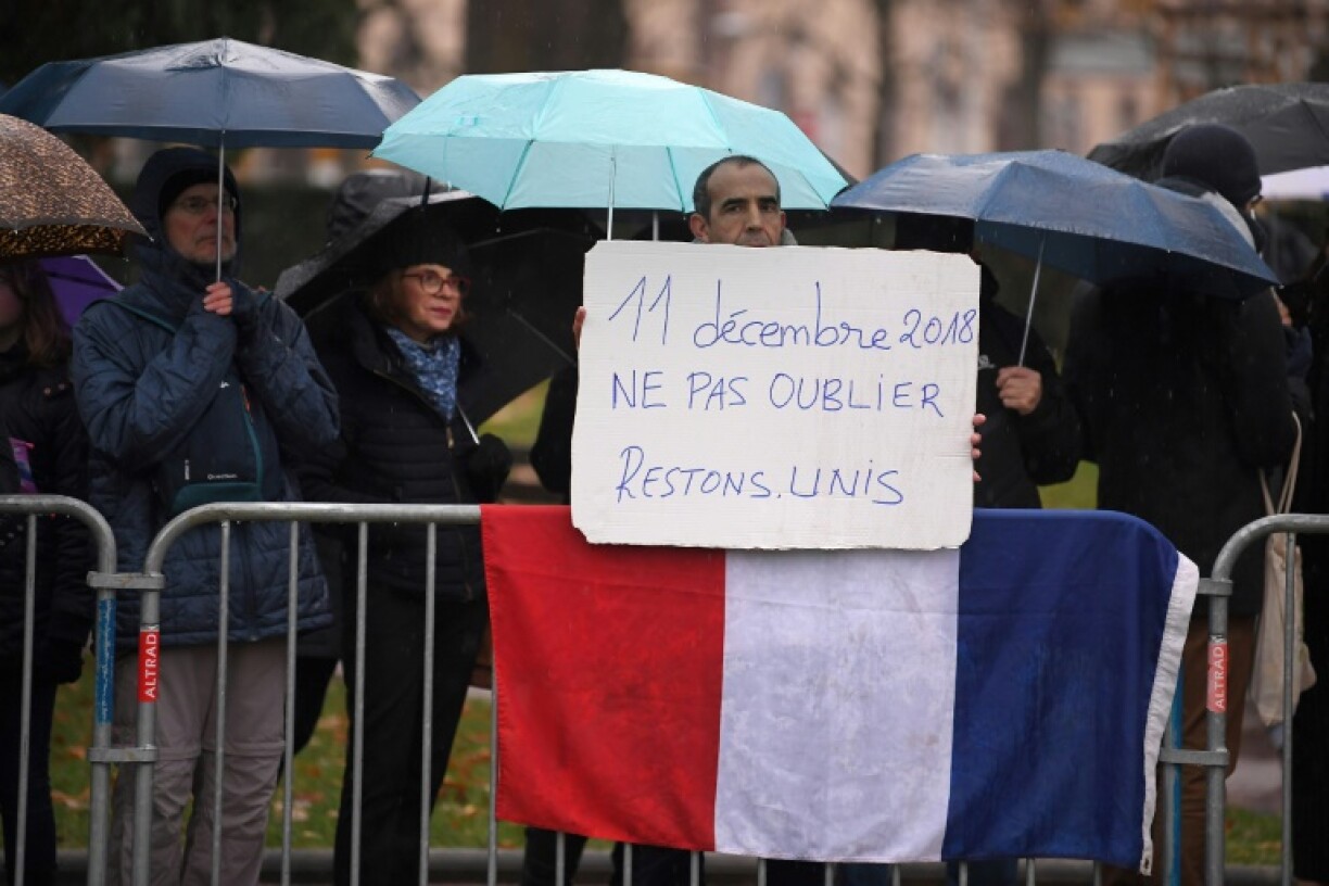Cérémonie de commémoration de l'attentat du marché de Noël de Strasbourg le 11 décembre 2019