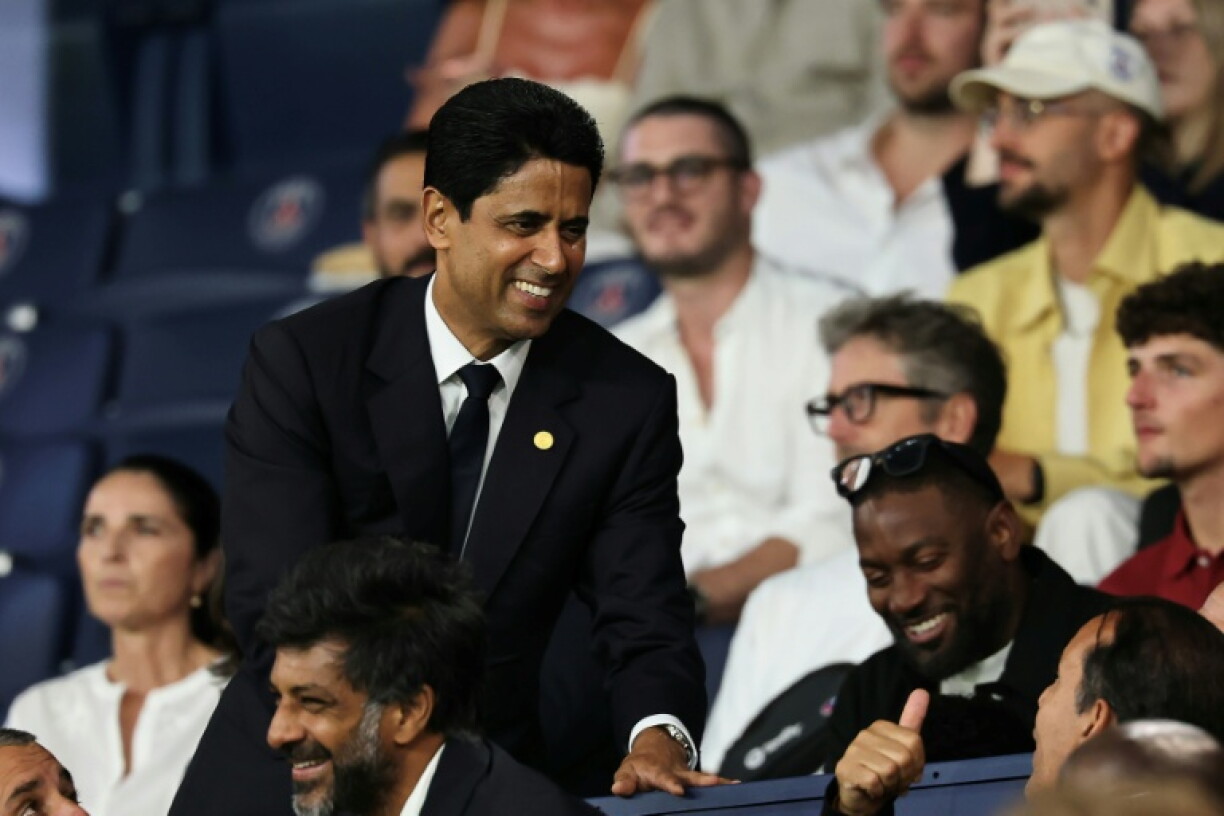 Nasser al-Khelaifi pictured at a Paris Saint-Germain game earlier this season