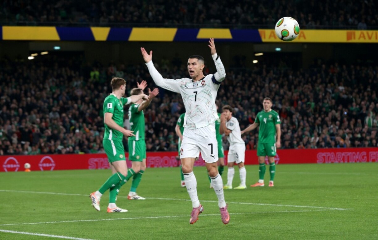 Portugal forward Cristiano Ronaldo was sent off as his team lost to Ireland in a World Cup qualifier on Thursday