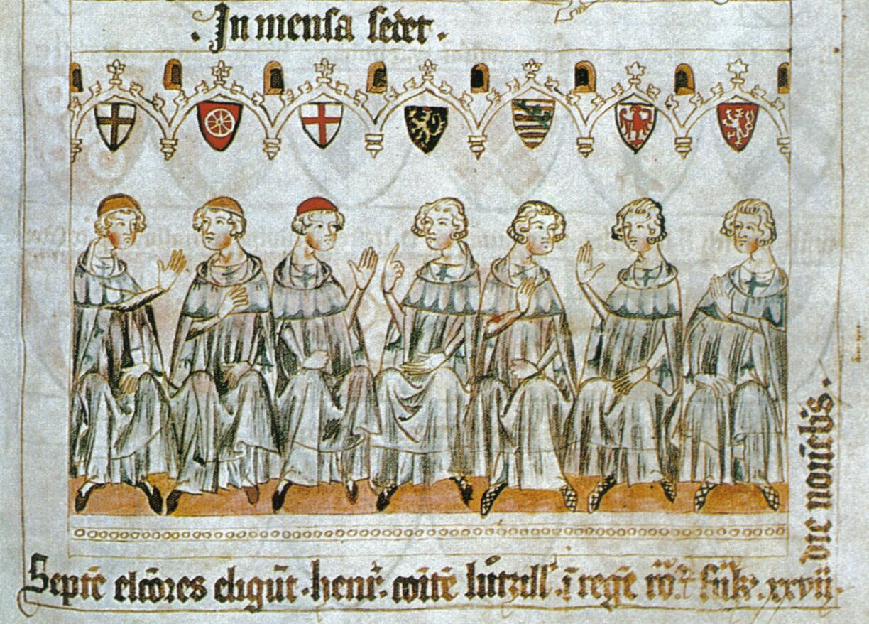 The seven Electors of the Holy Roman Emperor voting for Henry VII in 1308.