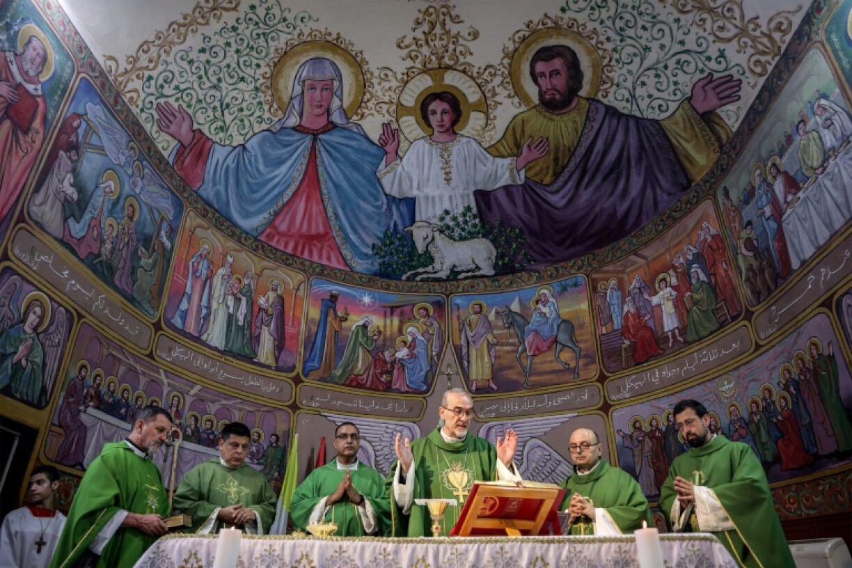 The Catholic Latin Patriarch of Jerusalem, Cardinal Pierbattista Pizzaballa, held mass at Gaza's only Catholic church on Sunday