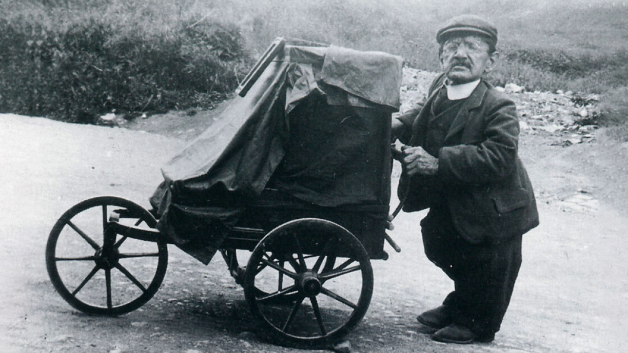 Georgely with one of his iconic barrel organs.