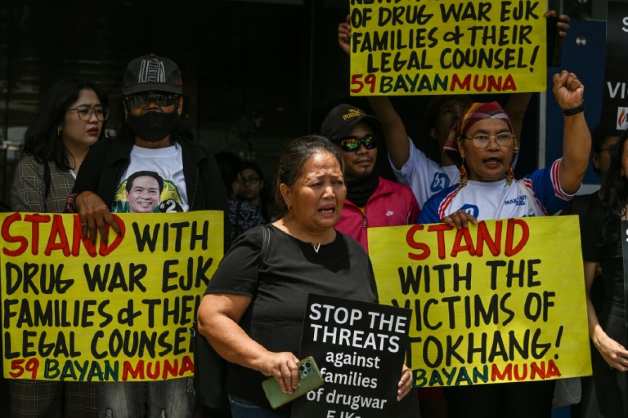 Family of Philippine drug war victims protest after receiving online harassment since former president Rodrigo Duterte's arrest