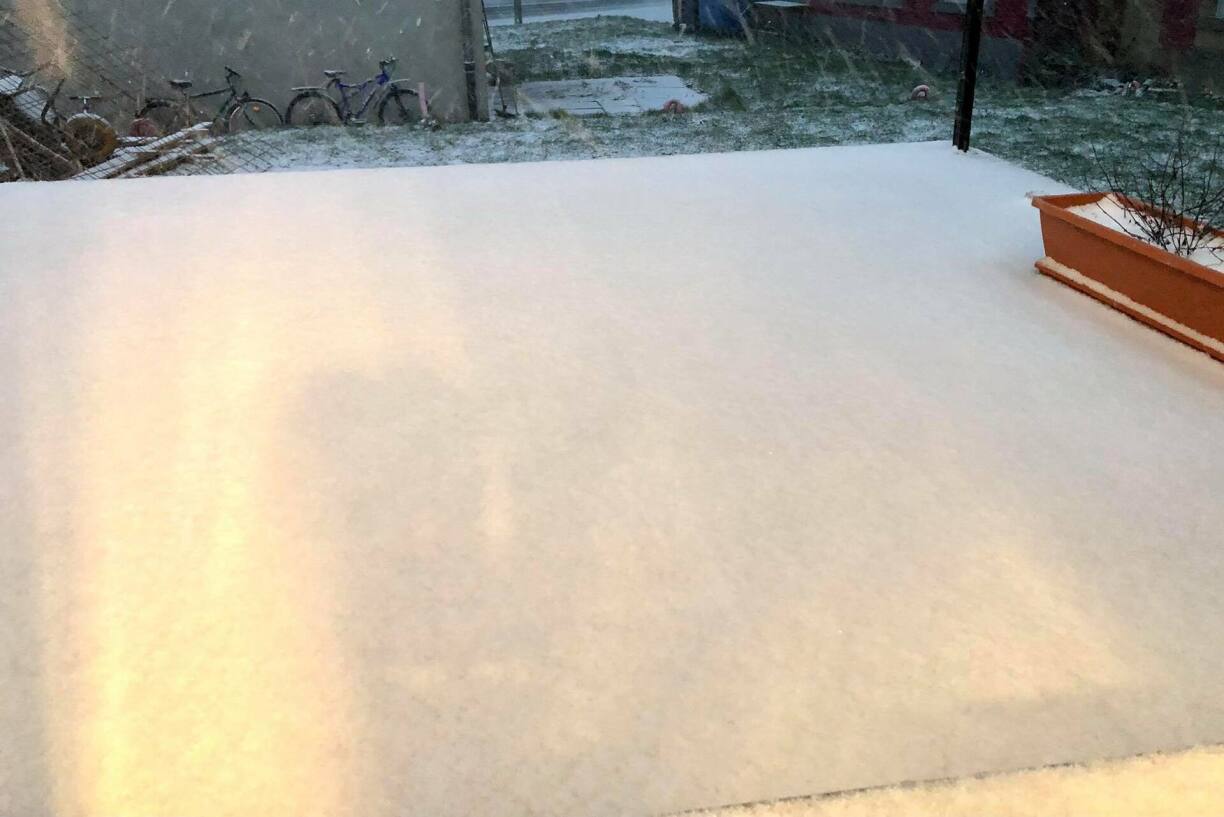 A terrace covered in snow in the north of the country.