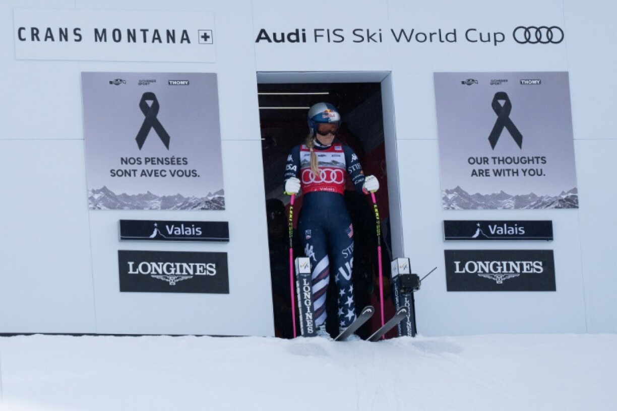 La skieuse américaine Lindsey Vonn au départ de la descente de Crans-Montana (Suisse) où elle s'est blessée à un genou, à une semaine des Jeux d'hiver, le 30 janvier 2026