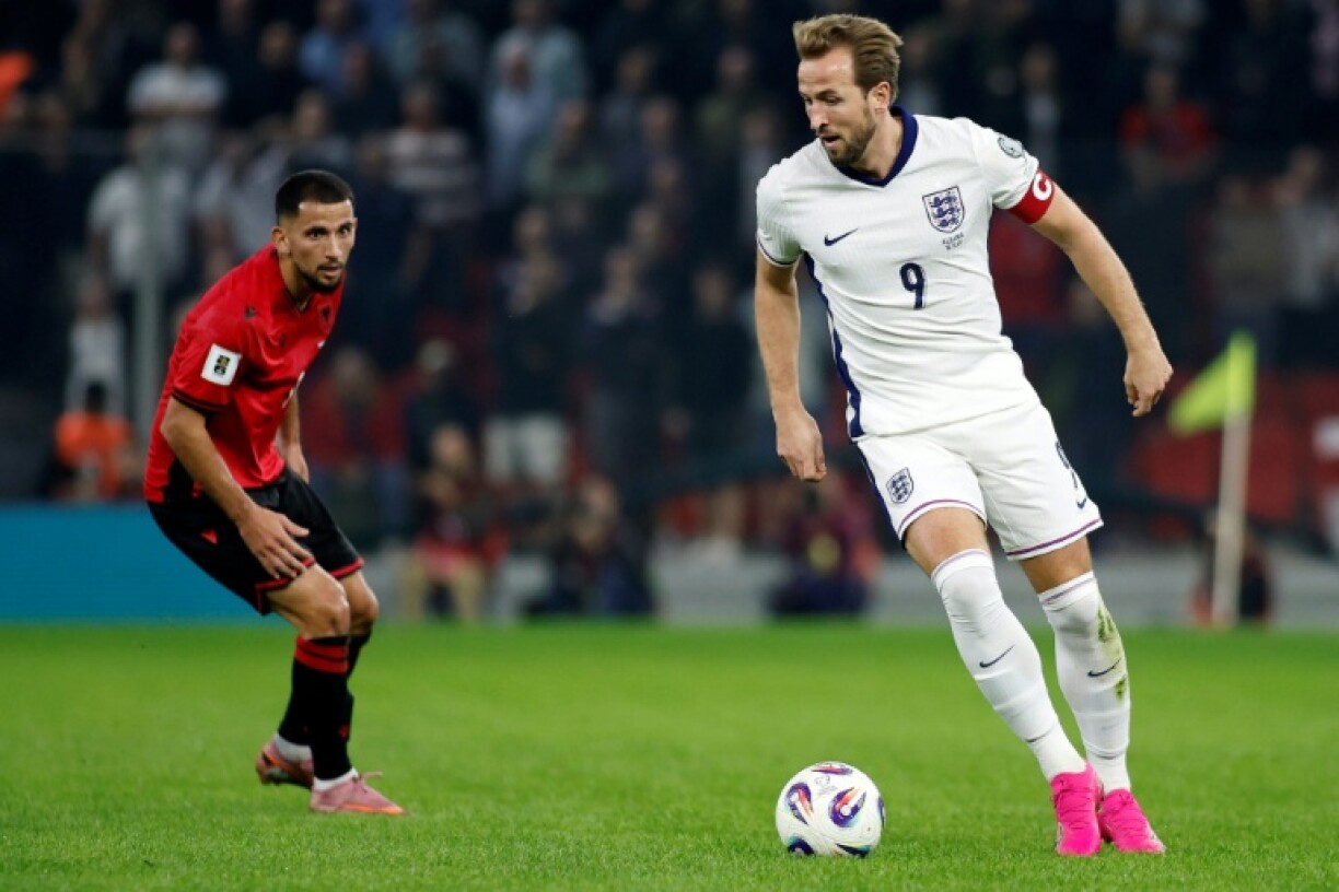 England captain Harry Kane scored twice against Albania