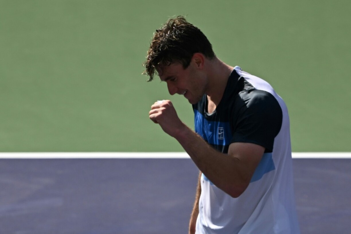 Britain's Jack Draper celebrates his victory over Denmark's Holger Rune in the Indian Wells ATP Masters final