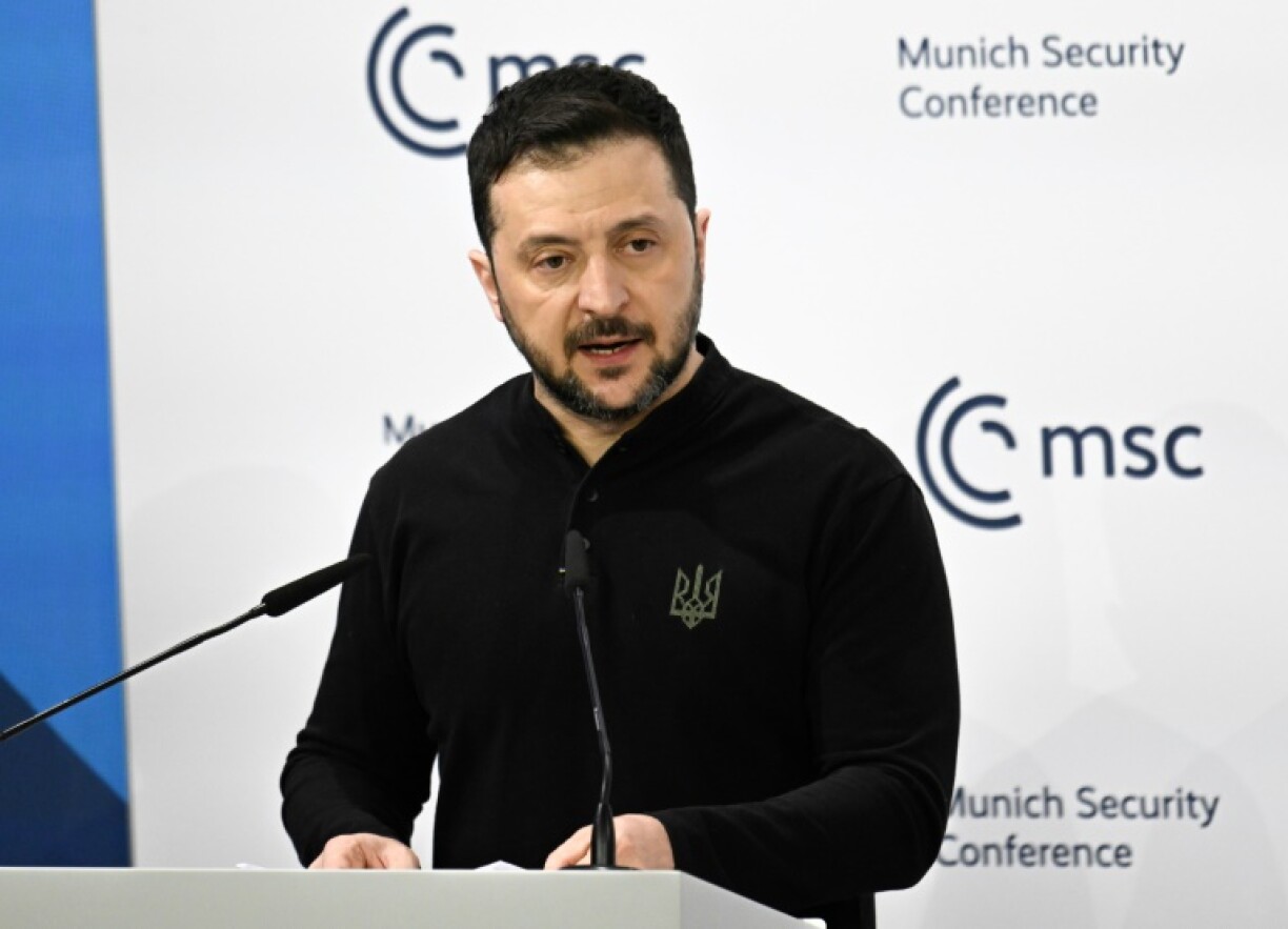 Le président ukrainien Volodymyr Zelensky s'exprime lors de la 61e Conférence de Munich sur la sécurité, le 15 février 2025