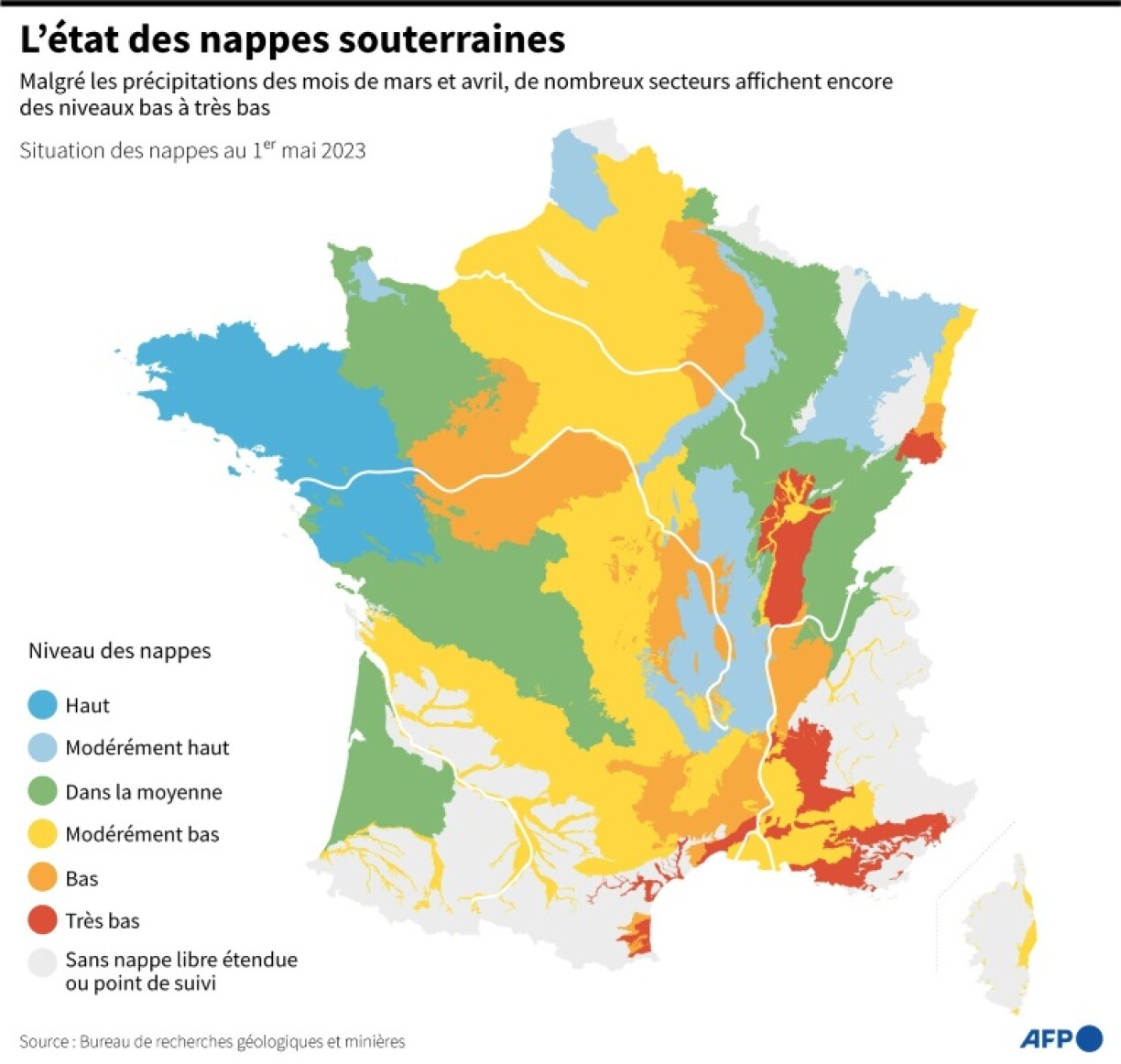 L'état des nappes souterraines au 1er mai.