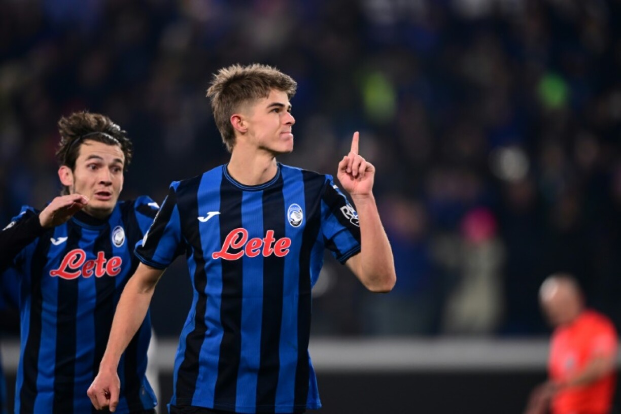 Charles De Ketelaere, seen here celebrating after scoring a penalty against Real Madrid on December 10, netted a brace for Atalanta against Empoli