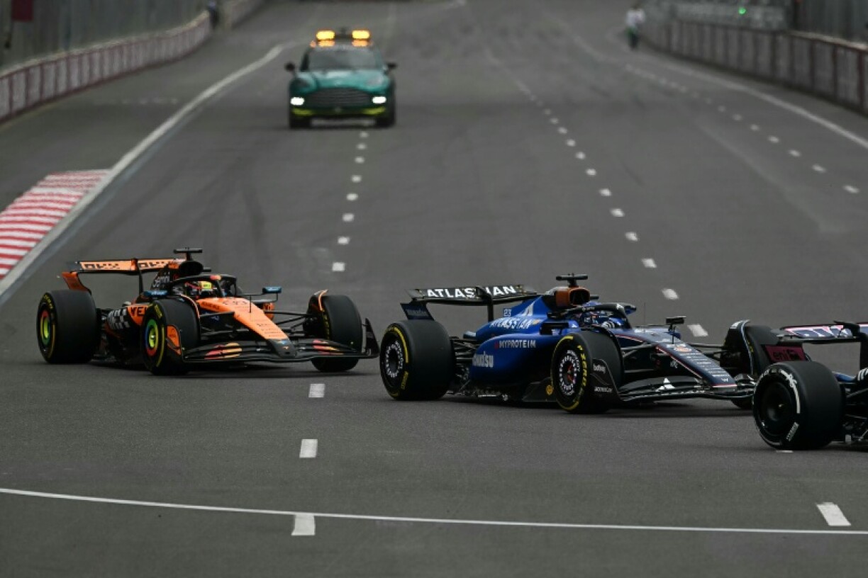 McLaren's Oscar Piastri (L) will want to forget the Azerbaijan Grand Prix after making a false start that dropped him to last and then hitting a wall on the opening lap