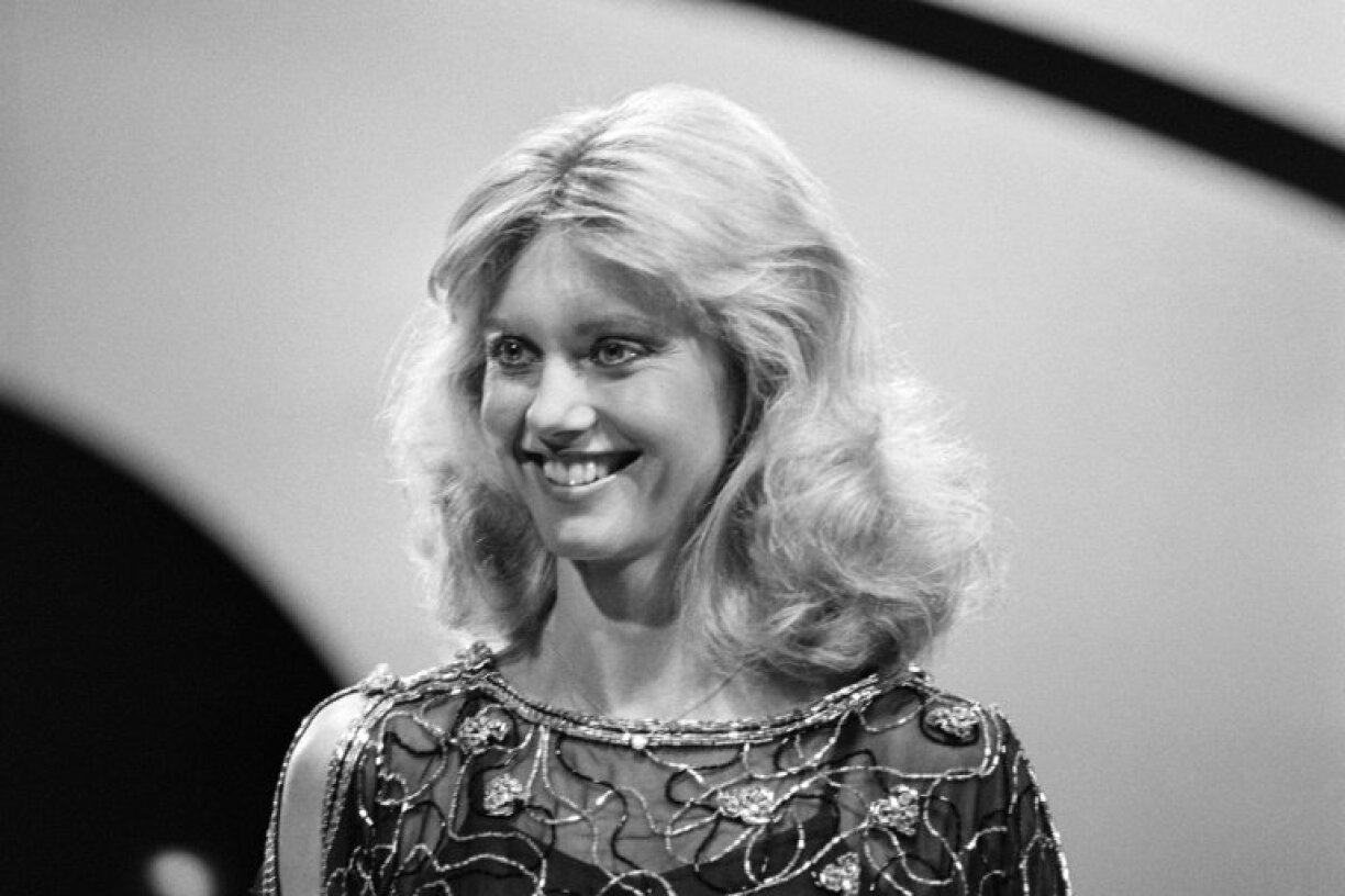 Olivia Newton-John lors d'un enregistrement à Paris le 25 novembre 1978