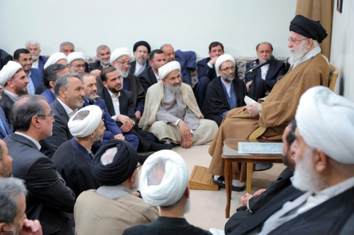 Iran's supreme leader Ayatollah Ali Khamenei addresses government officials in Tehran on April 15, 2025