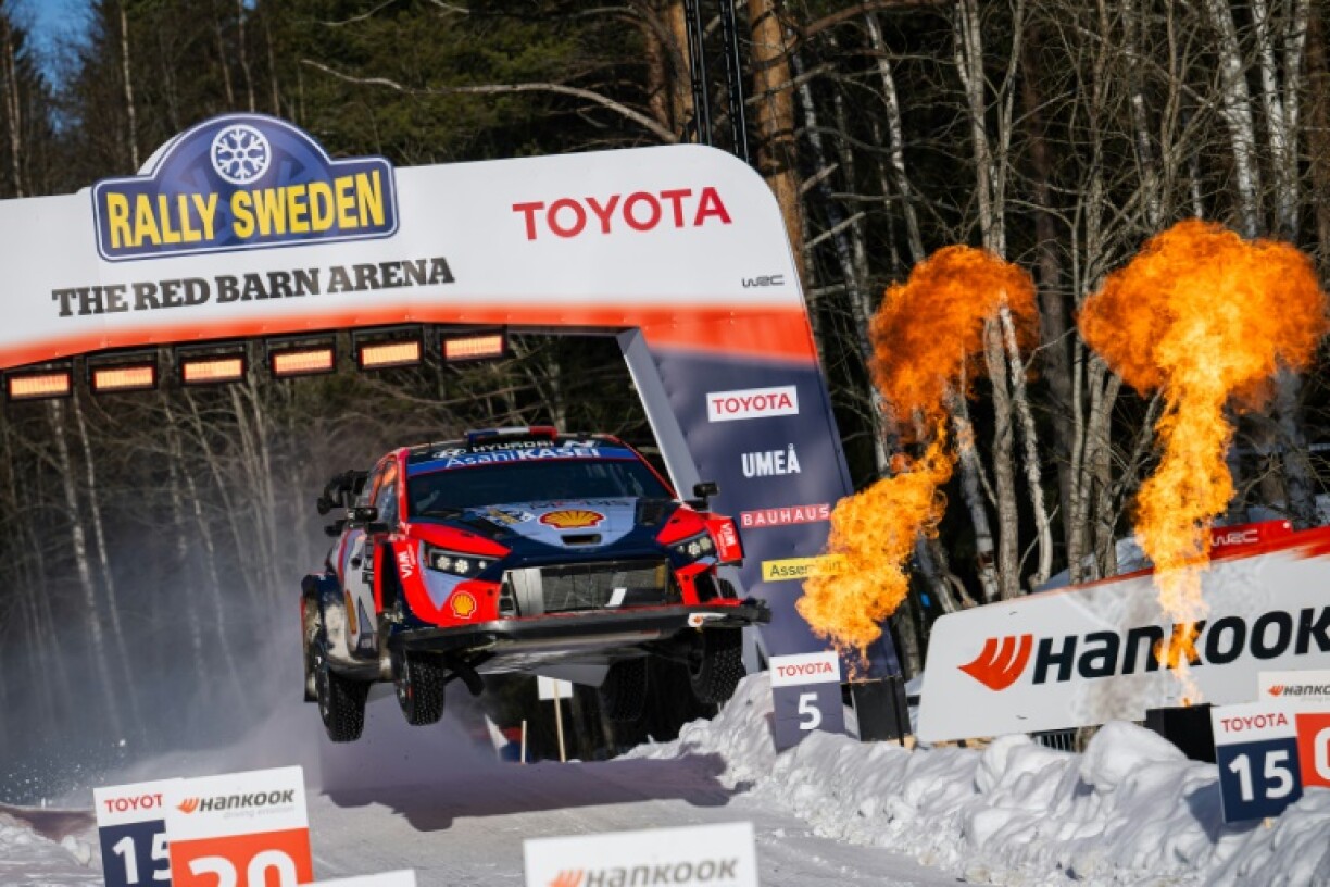Fined: Adrien Fourmaux and his co-driver Alexandre Coria in action at Rally Sweden