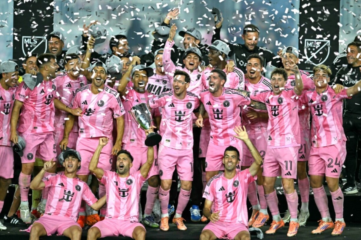 L'Inter Miami de l'attaquant argentin Lionel Messi (au centre) a remporté la finale de la conférence Est de la MLS face au New York City FC le 29 novembre 2025 à Fort Lauderdale (Floride)