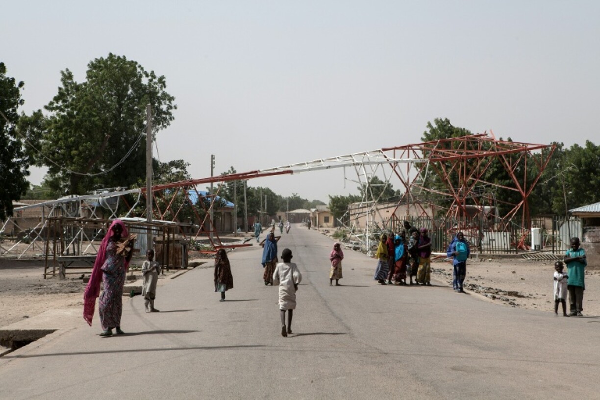 A telecoms antenna downed by Boko Haram Islamists in Nigeria's Borno state in 2017