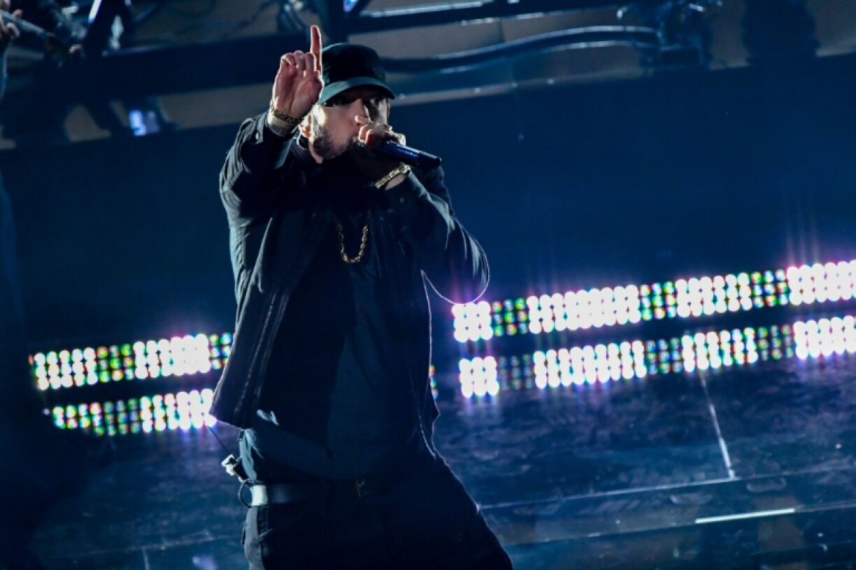 Le rappeur américain Eminem en concert à Hollywood en février 2020