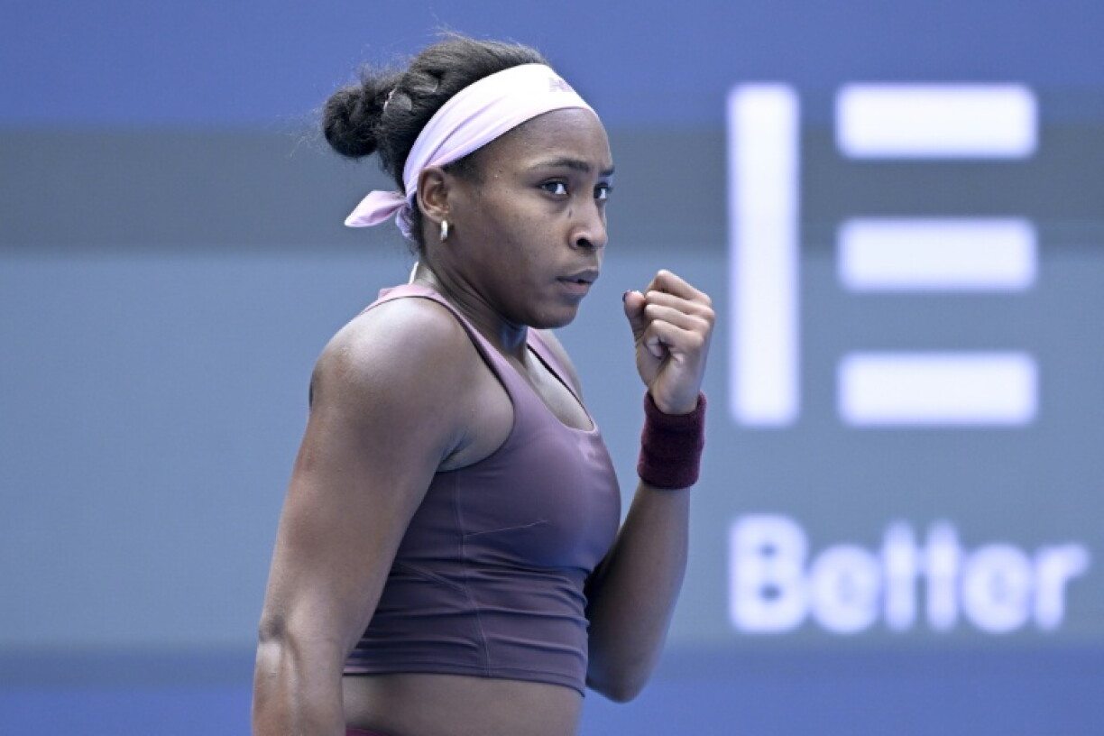 USA's Coco Gauff reacts during the women's singles second round tennis match against Colombia's Camila Osorio at the China Open tennis tournament in Beijing on October 3, 2026.