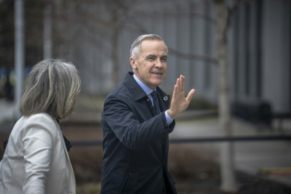 Canadian Prime Minister and Liberal Party chief Mark Carney arrives at the debate venue in Montreal