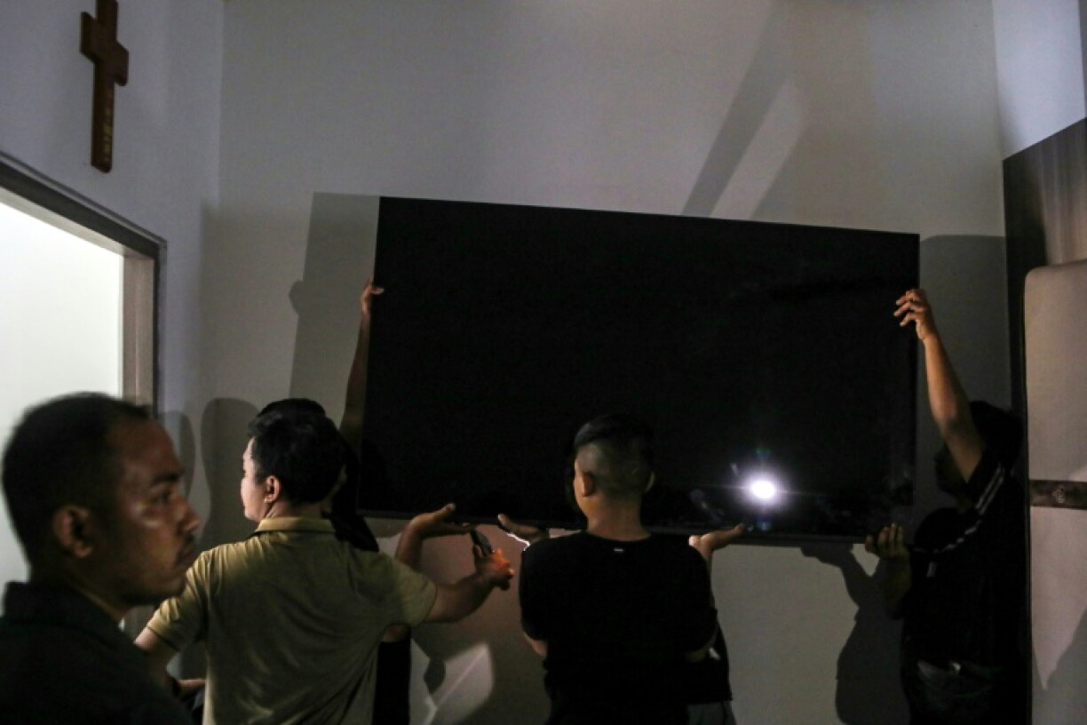 A large-screen television was among the luxury items seized