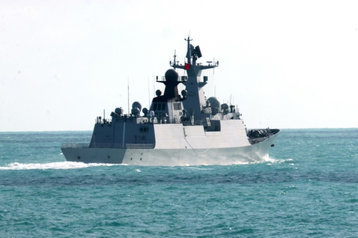 A handout photo taken on February 11 and released by The Australian Defence Force on February 21, shows the People's Liberation Army-Navy Jiangkai-class frigate Hengyang sailing at an undisclosed location