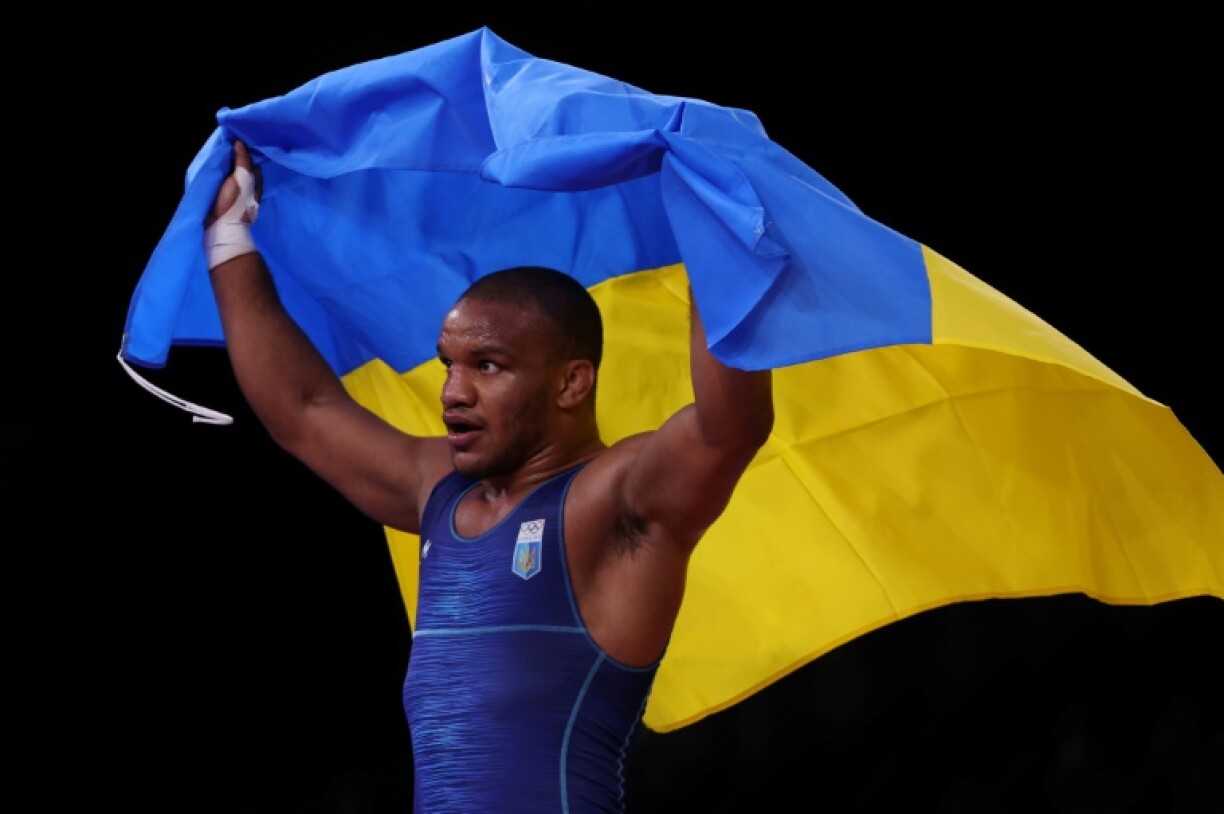 L'Ukrainien Zhan Beleniuk champion olympique de lutte catégorie des 87 kg, le 4 août 2021 à Tokyo