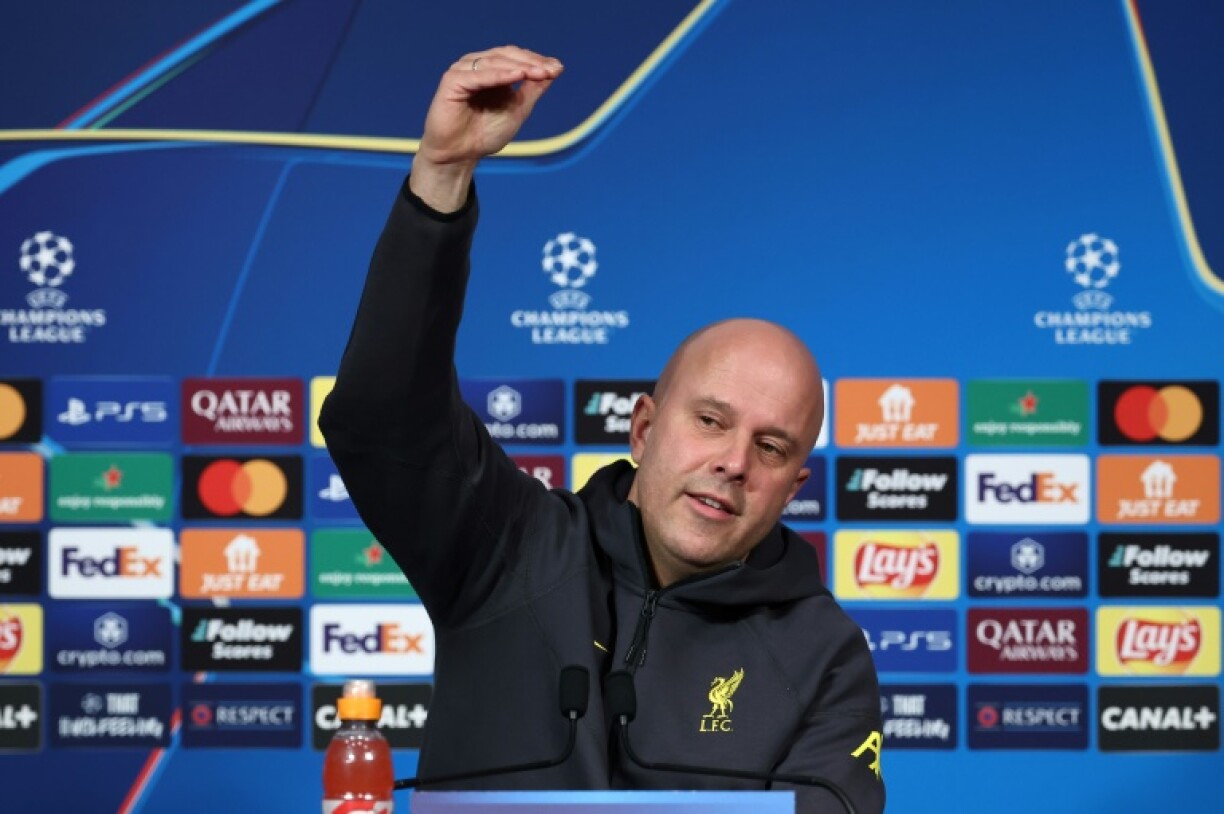 Liverpool boss Arne Slot speaking at a press conference on Tuesday ahead of his side's Champions League last-16 tie against Paris Saint-Germain