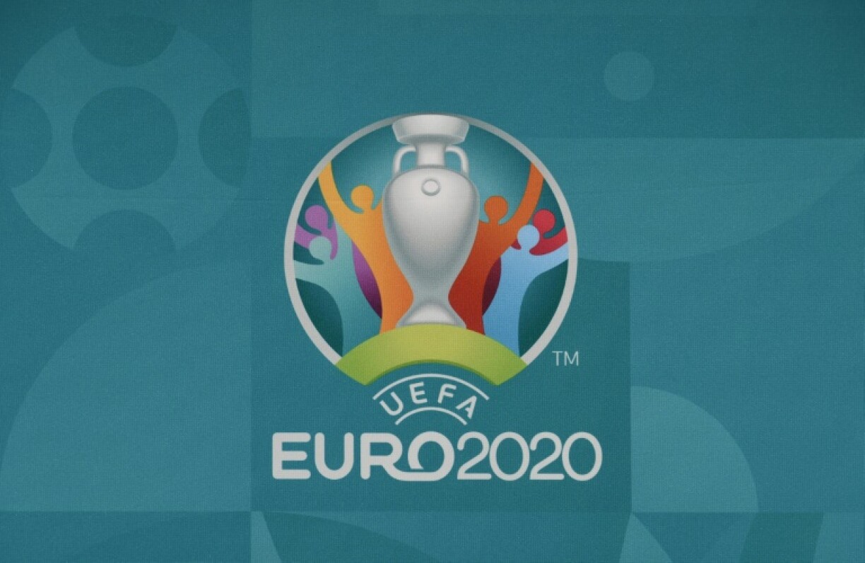 Le logo de l'Euro-2020 lors du tirage au sort de la phase finale le 30 novembre 2019 à Bucarest