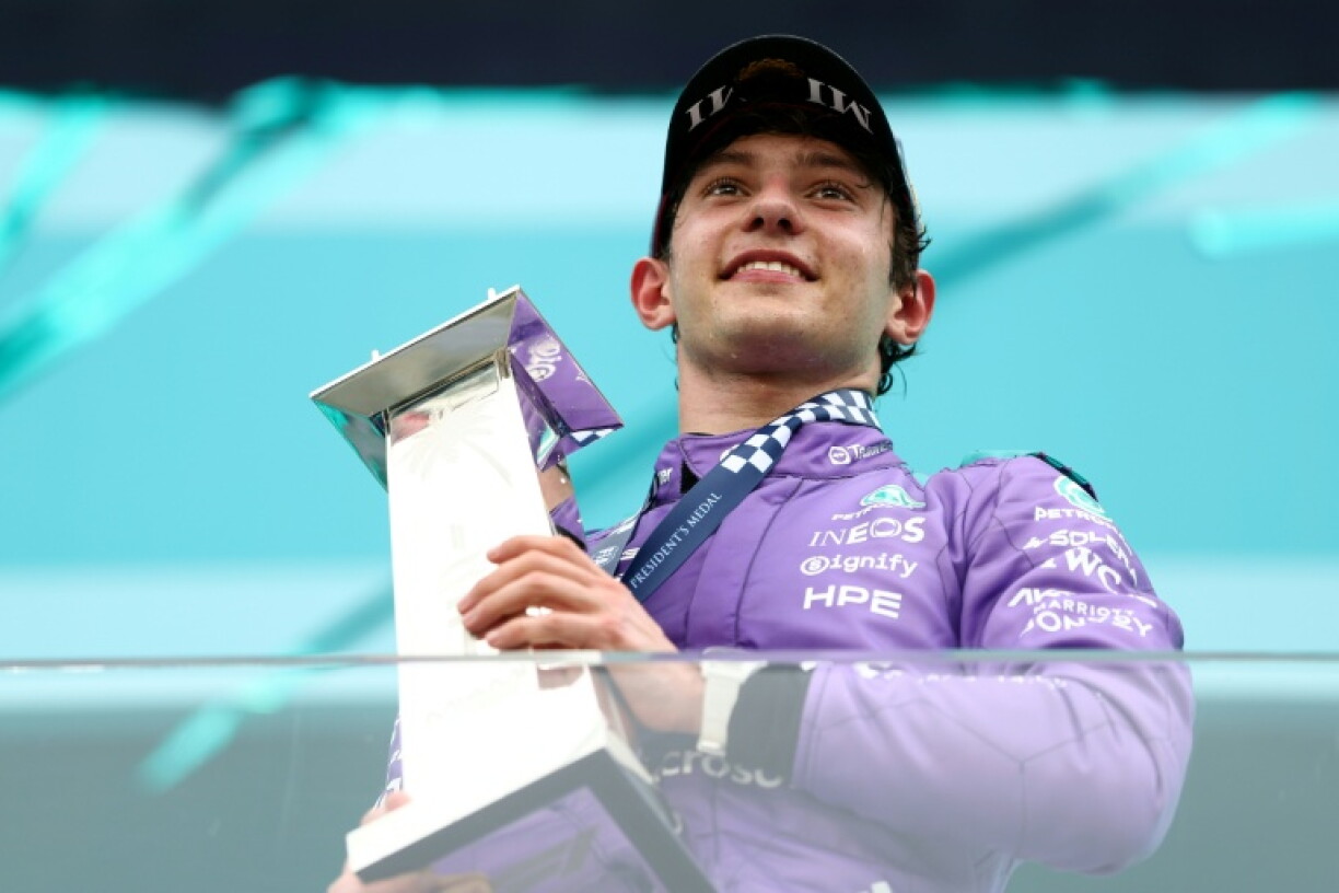 Le jeune pilote italien de l'écurie Mercedes Andrea Kimi Antonelli vainqueur du Grand Prix de Miami, le 3 mai 2026