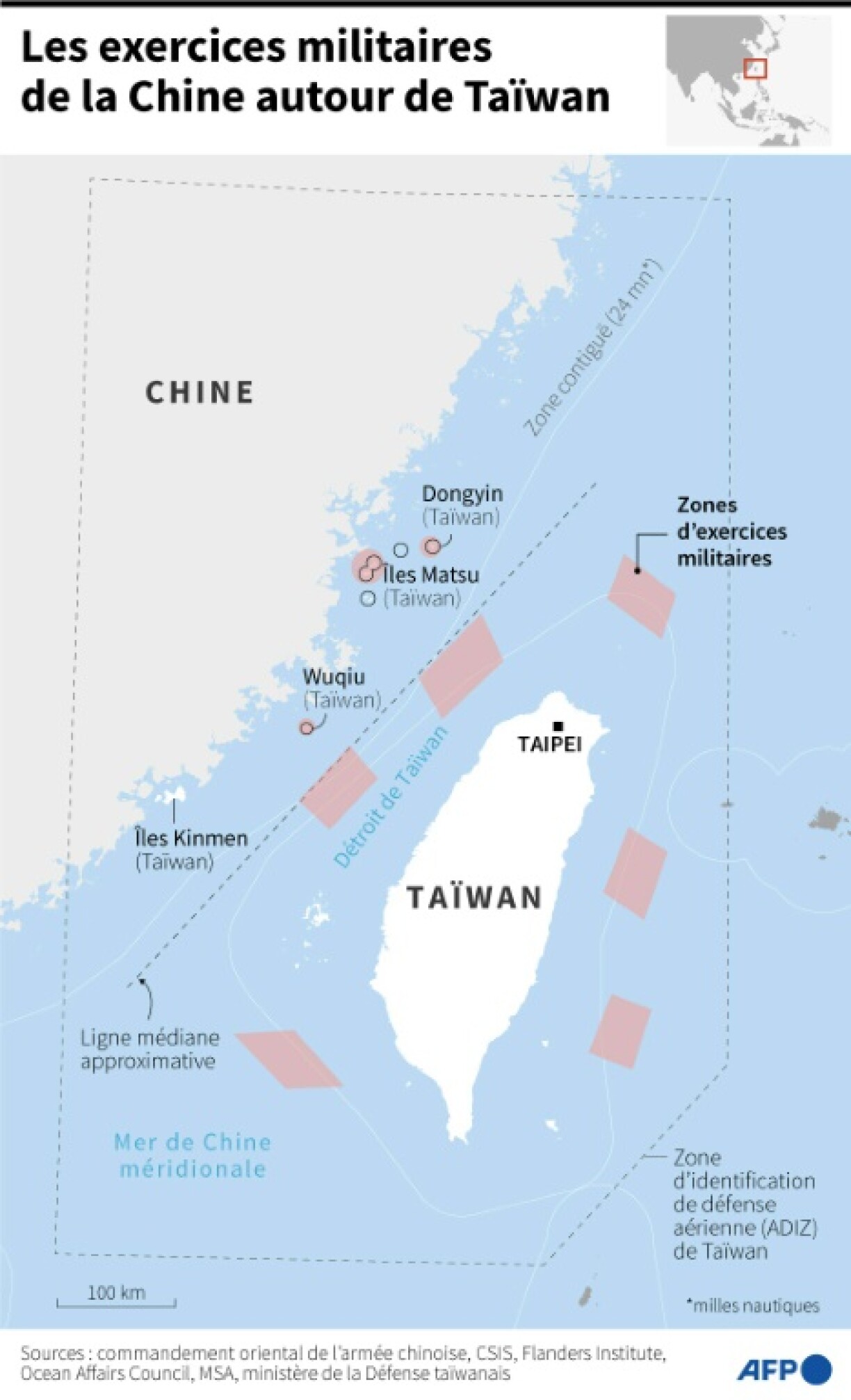 Les exercices militaires de la Chine autour de Taïwan