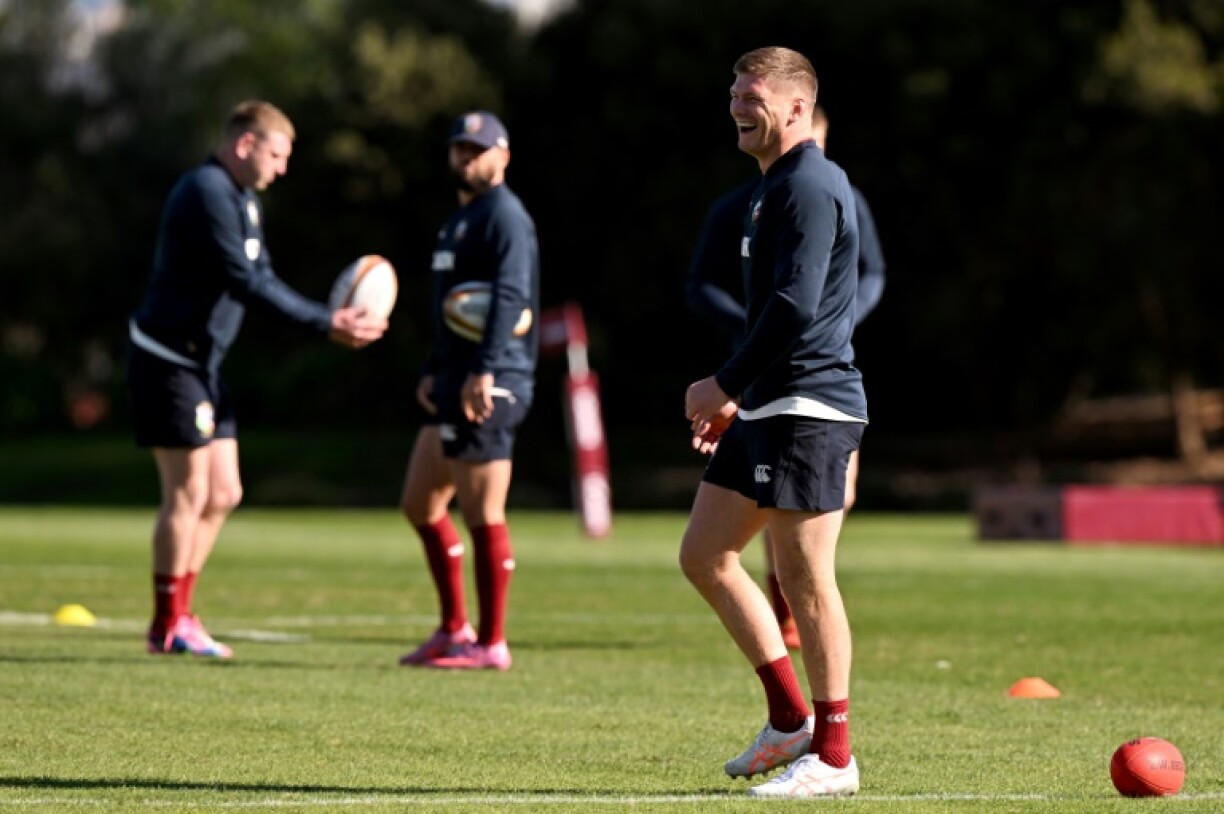 British and Irish Lions player Owen Farrell (right) trains on Thursday in Melbourne