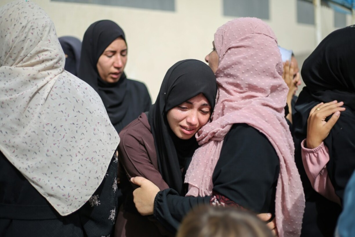 Palestinians mourned relatives at the Al-Aqsa hospital in Deir el-Balah, central Gaza