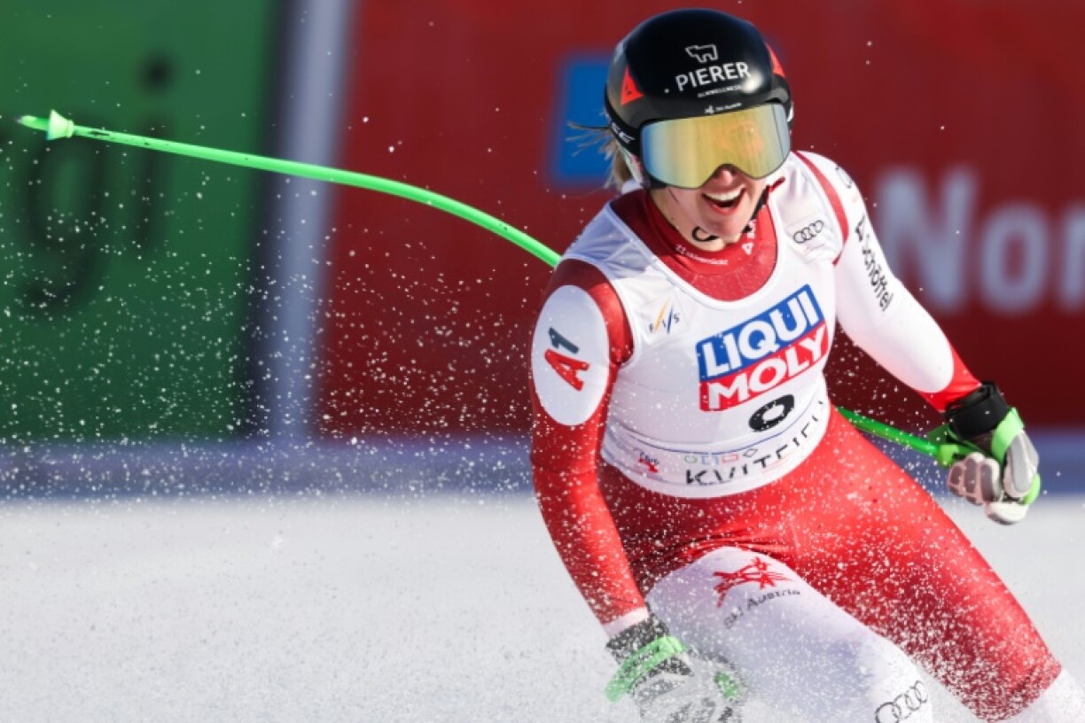 Austria's Cornelia Hutter is firmly in the hunt to retain her World Cup downhill title after winning in Kvitfjell