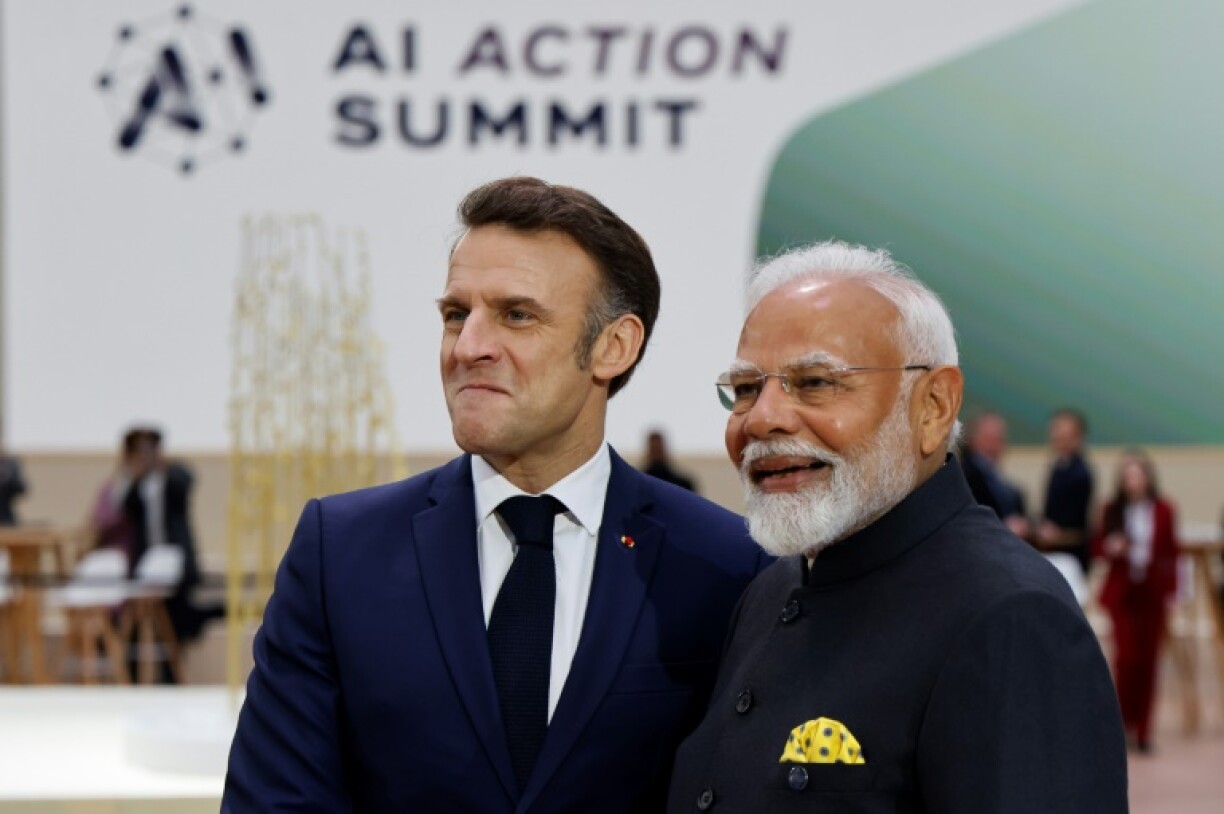 Emmanuel Macron (L) and Narendra Modi co-hosted the summit
