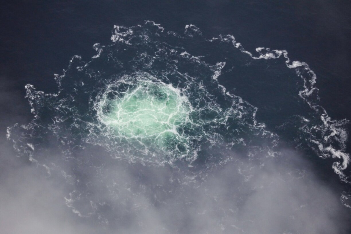 An image of a gas leak caused by the sabotage of the Nord Stream pipelines off Sweden in September 2022