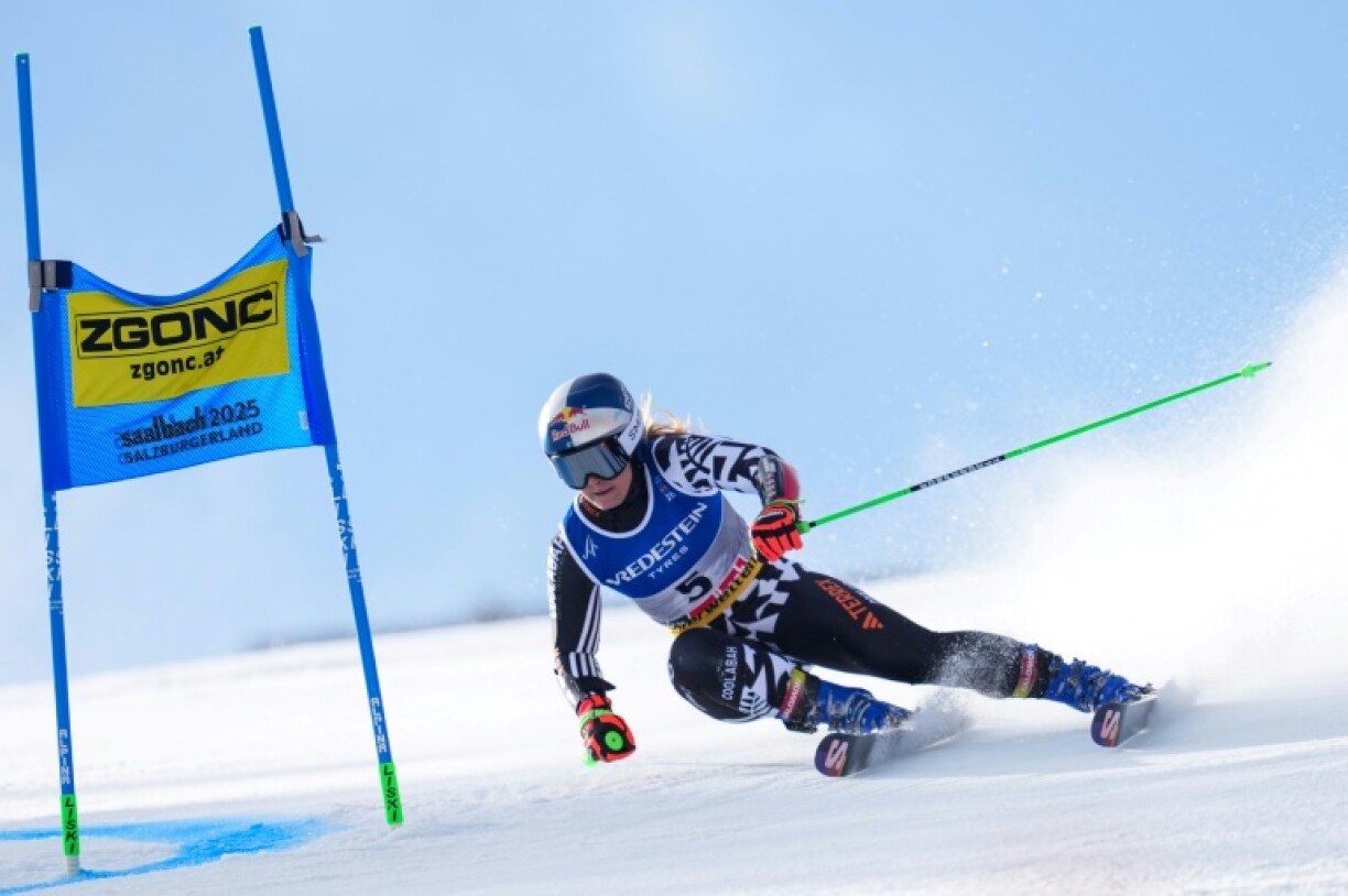 New Zealand's Alice Robinson competes in the first run of the women's giant slalom