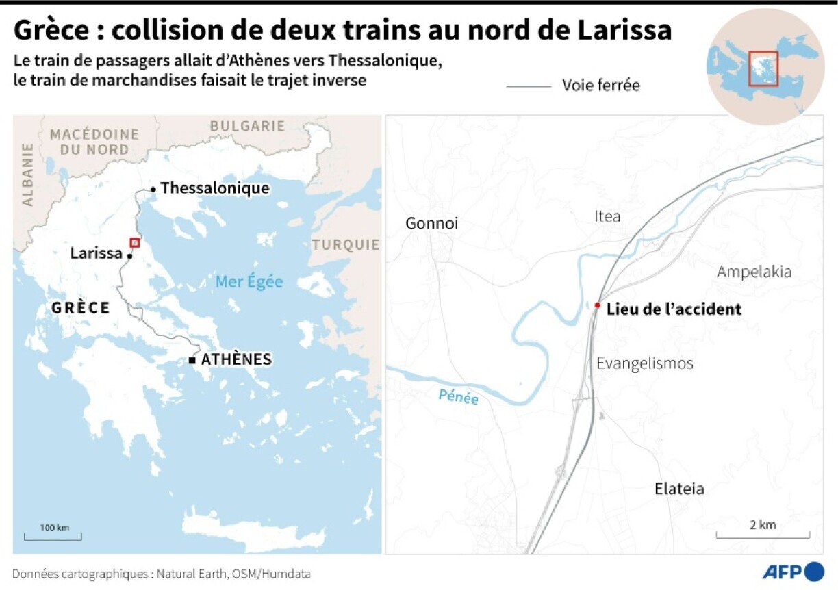 Grèce : collision de deux trains au nord de Larissa