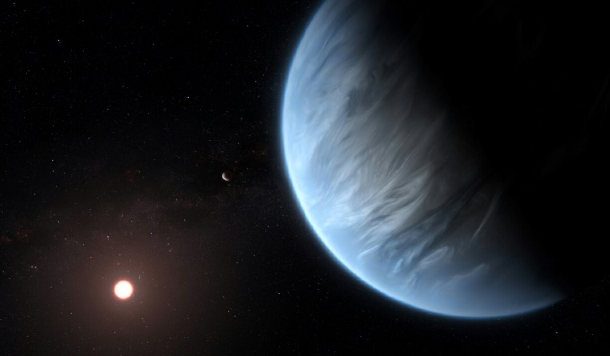 An artist's illustration of the planet K2-18b, one of the prime suspects to host life beyond this solar system