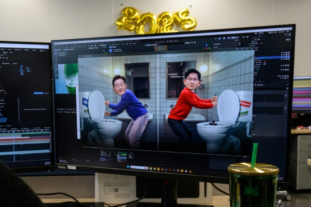 Unblock those votes: CGI animated graphics of presidential candidates Lee Jae-myung (L) and Kim Moon-soo