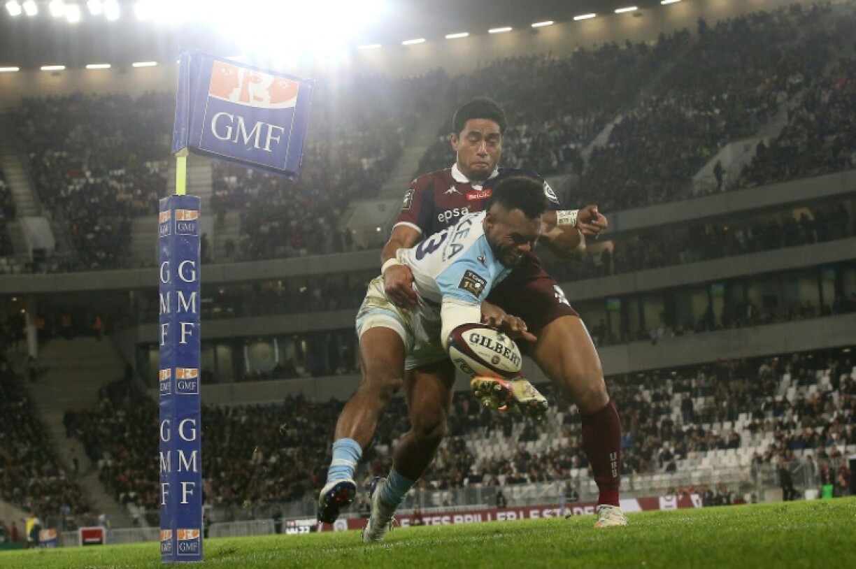Sireli Maqala scores against Salesi Rayasi and Bordeaux-Begles last month