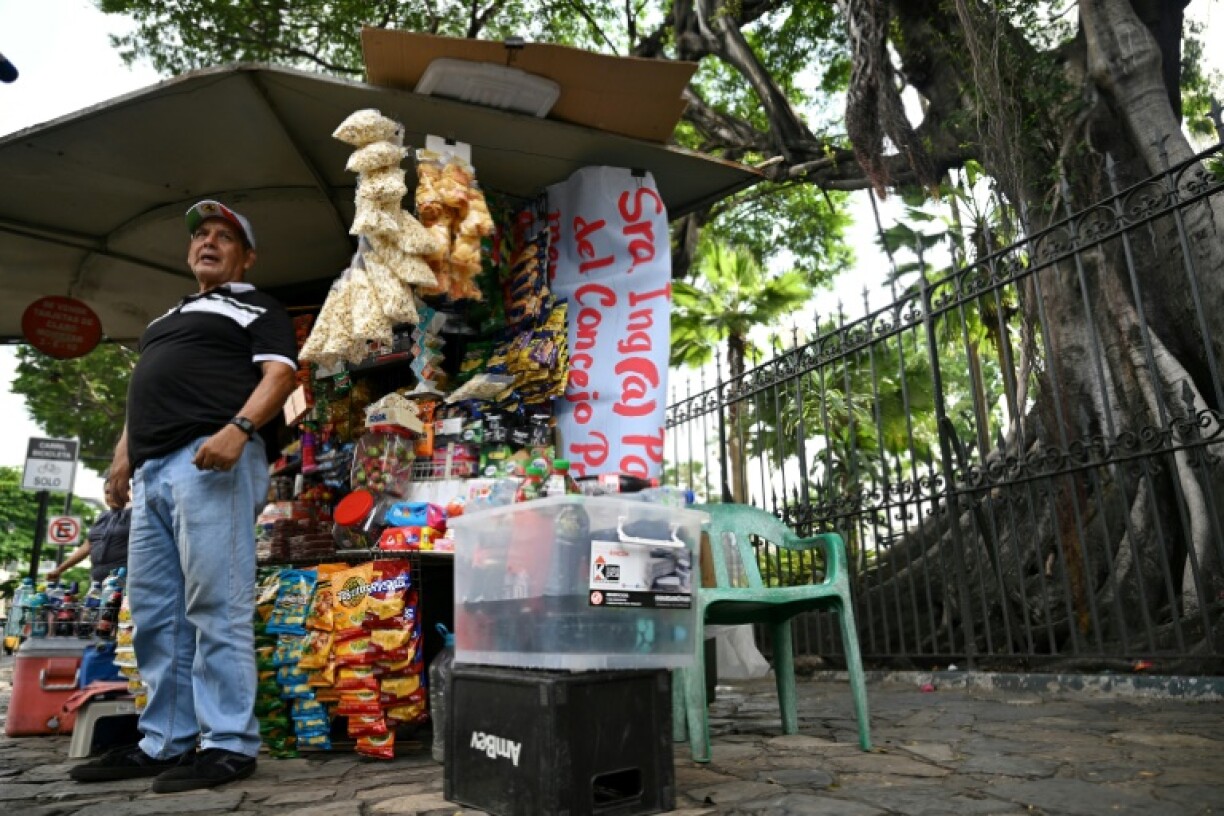 Juan Carlos Pesantes speaks during an interview with AFP next to the Seminary Park in Guayaquil, Guayas department, Ecuador on April 9, 2025.