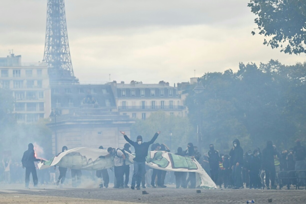 Authorities said 41,500 people marched in Paris, where clashes broke out with police