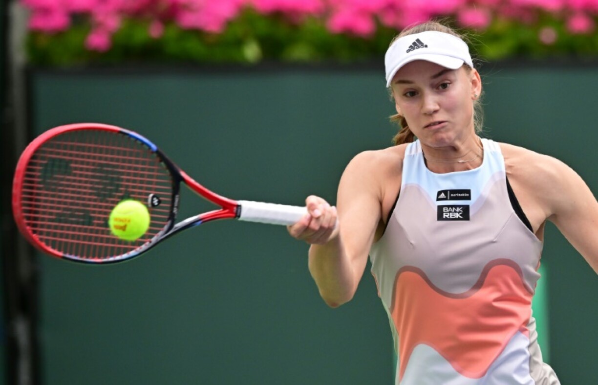La Kazakhstanaise Elena Rybakina en finale du tournoi WTA 1000 d'Indian Wells le 19 mars 2023 à Indian Wells en Californie