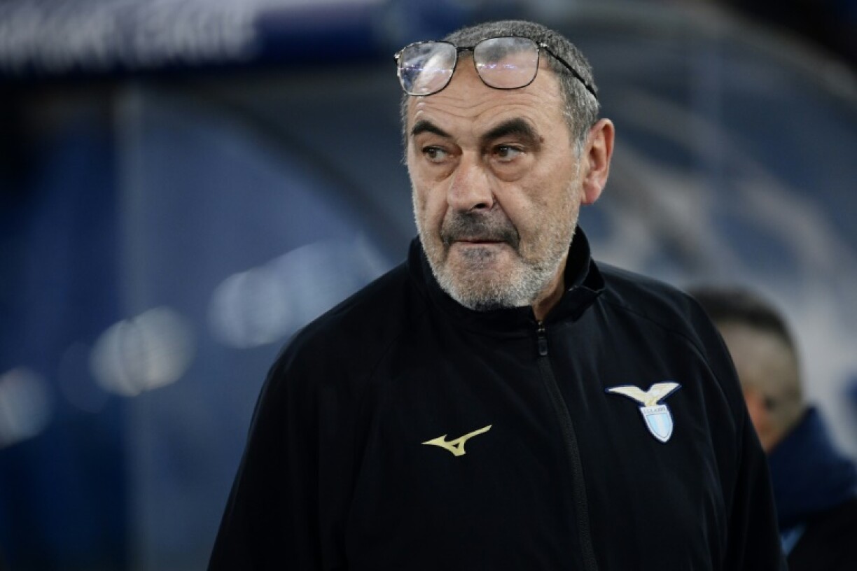 Maurizio Sarri watching his Lazio team going out of the 2024 Champions League against Bayern Munich