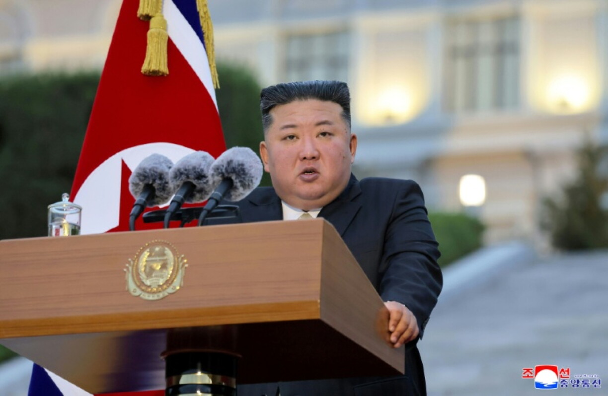 This picture taken on September 30, 2026 and released by North Korea's official Korean Central News Agency (KCNA) on October 1, 2026 shows North Korean leader Kim Jong Un delivering a speech during a congratulatory visit to mark the institution’s 80th founding anniversary at Kim Il Sung University in Pyongyang. Kim appears to be making an unannounced visit to China's border city of Dandong, according to a South Korean government source and South Korean media.