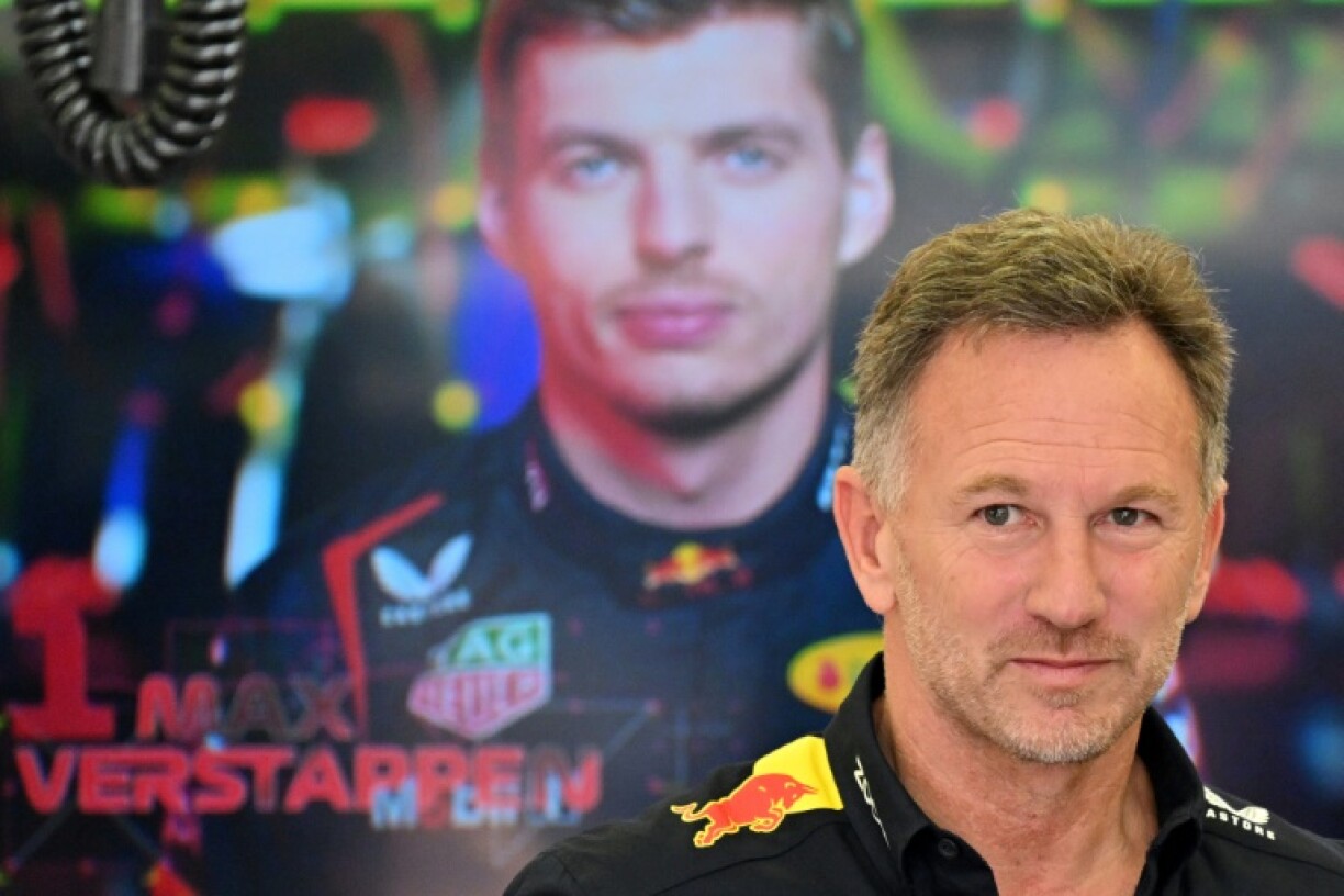 Le Britannique Christian Horner, patron de Red Bull, dans le paddock lors des essais du GP de Bahreïn, le 29 février 2024 à Sakhir